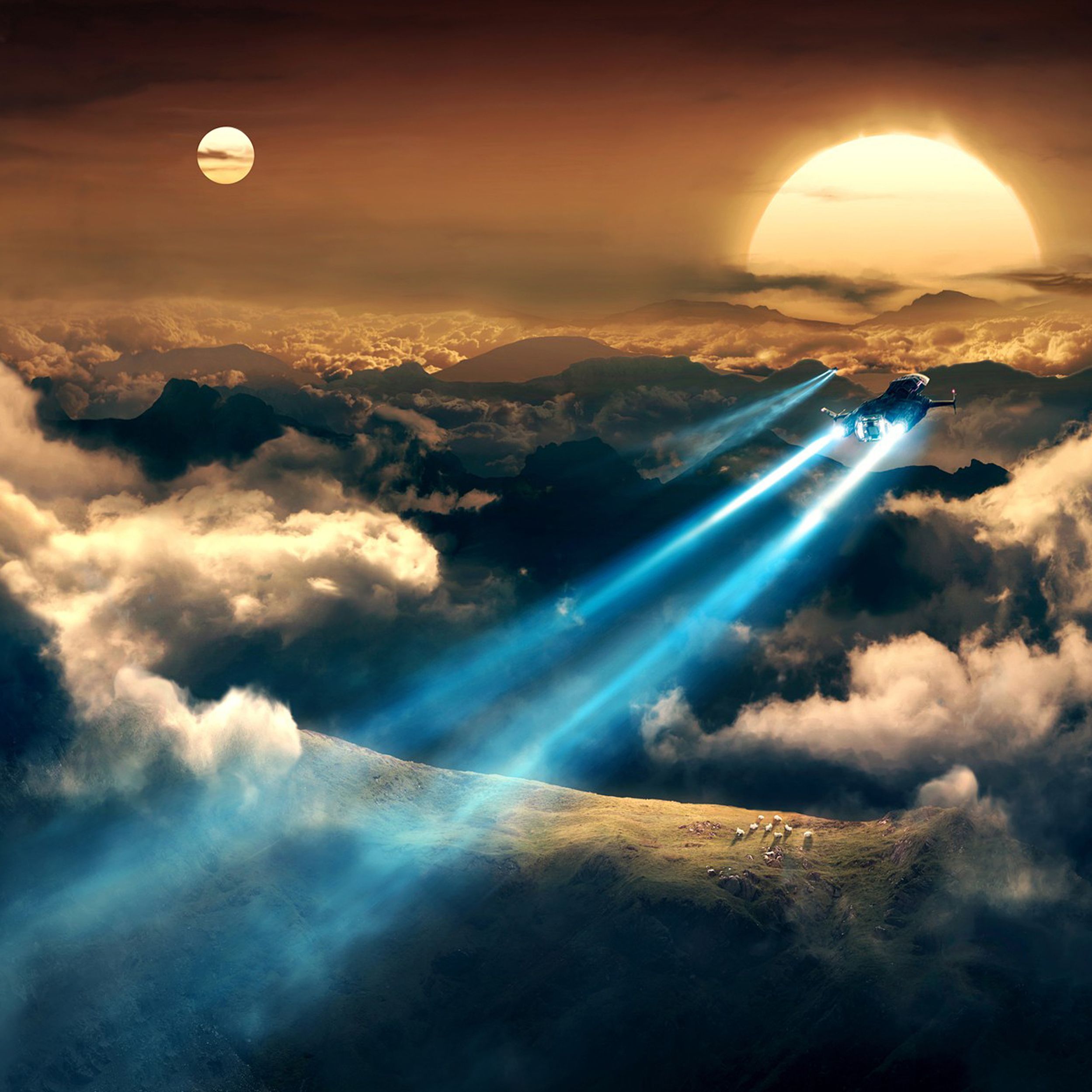 Полет в пространстве. Небо космос. Земля космический корабль. Фантастические пейзажи других планет. Космос фэнтези.